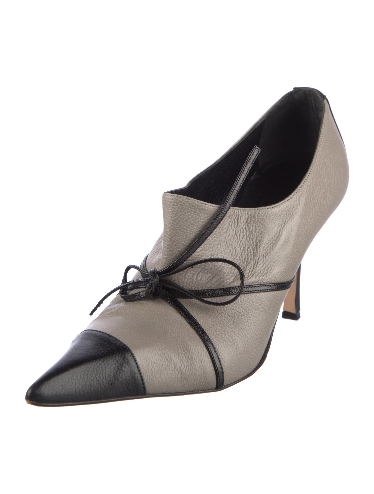 Manolo Blahnik Leather Colorblock Pattern Pumps